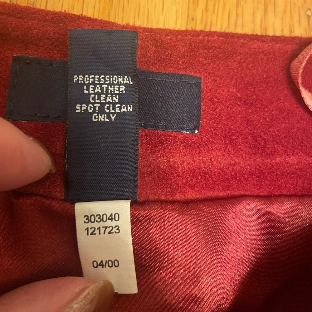 Vintage GAP Y2K Grunge Brick Red Suede Leather Midi Skirt Size 6 - Picture 8 of 8